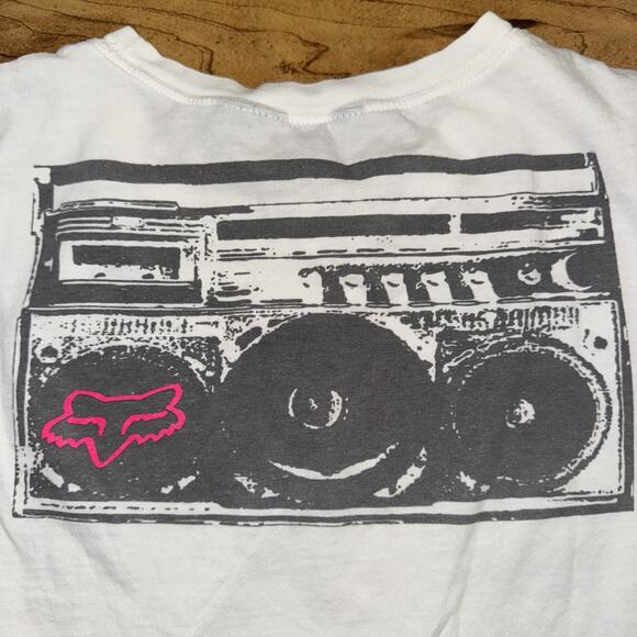Y2K Fox Racing Boombox T-Shirt White Large 17x24 - Picture 6 of 6
